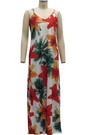 Summer Plus Size Flowers Batch Printing Sling V-Neck Stretch Loose Maxi Dress