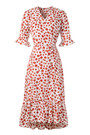 Summer Plus Size New 4 Colors Floral Batch Printing Inelastic V-Neck Ruffle Swing Slit Stylish Bohemian Midi Dress