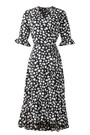 Summer Plus Size New 4 Colors Floral Batch Printing Inelastic V-Neck Ruffle Swing Slit Stylish Bohemian Midi Dress