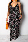 Summer Plus Size New Style Flowers Batch Printing 5 Colors Sling Maxi Dress