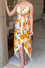 Summer Plus Size New Style Sling Deep V-Neck Flowers Batch Printing Backless Sexy Dress