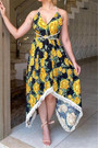 Summer Plus Size New Style Sling Deep V-Neck Flowers Batch Printing Backless Sexy Dress