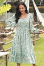 Summer Plus Size New Style Square Neck Long Sleeve Casual Holiday Dress