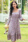 Summer Plus Size New Style Square Neck Long Sleeve Casual Holiday Dress