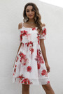 Summer Plus Size Three Colors Flower Batch Printing Inelastic Chiffon Sling Stylish Sweet Pastoral Style Mini Dress