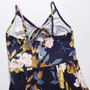 Summer Plus Size Vacation Style Floral Batch Printing Stretch Adjustable Straps Hollow Bowknot High Slit Sexy Midi Dress 1#