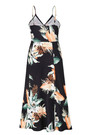 Summer Plus Size Vacation Style Floral Batch Printing Stretch Adjustable Straps Hollow Bowknot High Slit Sexy Midi Dress 2#