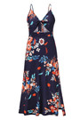 Summer Plus Size Vacation Style Floral Batch Printing Stretch Adjustable Straps Hollow Bowknot High Slit Sexy Midi Dress 3#