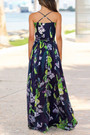 Summer Plus Size Vacation Style Floral Batch Printing Stretch Adjustable Straps Stylish Pastoral Maxi Dress 2#