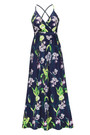 Summer Plus Size Vacation Style Floral Batch Printing Stretch Adjustable Straps Stylish Pastoral Maxi Dress 2#