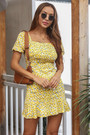 Summer Printing Square Neckline Mini Dress