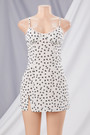 Summer Sling Flower Batch Printing Slit Lace Zip-Up Micro-Elastic Sexy Mini Dress