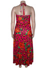 Xl-4Xl New Batch Printing Stretch Halter-Neck Low-Cut Tie-Waist High Slit Sexy Stylish Maxi Dress
