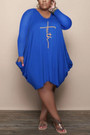 Xl-4Xl Plus Size Spring New Stylish 4 Colors Stretch Letter Fixed Printing Pocket Long Sleeves Loose Casual Mini Dress