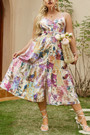 Xl-4Xl Plus Size Summer New Stylish Batch Printing Sling Inelastic Single Breasted Loose Casual Dress