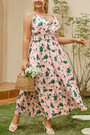Xl-4Xl Plus Size Summer New Stylish Stretch Floral Printing Crossed Sling Backless Sexy Maxi Dress