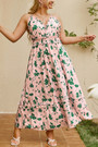 Xl-4Xl Plus Size Summer New Stylish Stretch Floral Printing Crossed Sling Backless Sexy Maxi Dress