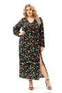 Xl-5Xl Autumn New Floral Printing Inelastic V-Neck High-Slit Stylish Maxi Dress With Belt