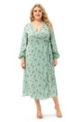 Xl-5Xl Autumn New Floral Printing Micro-Elastic V-Neck Tie-Waist Slit Stylish Midi Dress