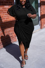 Xl-5Xl Plus Size Summer New Stylish 4 Colors Solid Color Stretch Shirring Irregular Loose Casual Midi Dress