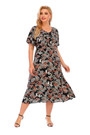 Xl-5Xl Plus Size Summer New Stylish Inelastic Batch Printing V-Neck Short Sleeves Loose Casual Midi Dress