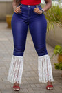 Xl-5Xl Spring Plus Size Three Colors Tassel Hem Design Micro-Elastic High Waist Button Zip-Up Pockets Stylish Curvy Jeans