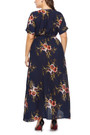 Xl-5Xl Summer New Plus Size Flower Batch Printing Inelastic V-Neck Stylish Bohemia Style Maxi Dress With Belt
