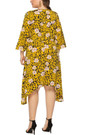 Xl-6Xl Plus Size Leopard & Floral Batch Printing Inelastic Waist-Tie Irregular Stylish Casual Midi Dress(With Belt)