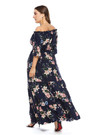 Xl-6Xl Plus Size Spring New Stylish Inelastic Floral Batch Printing Off-The Shoulder Elbow Sleeves Casual Maxi Dress