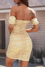 Xs-2Xl Plus Size Summer New Stylish Floral Batch Printing Micro Elastic Off-The-Shoulder Backless Shirring Bodycon Sexy Mini Dress