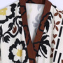 Xs-L Spring New Stylish Inelastic Flower Batch Printing Long Sleeves Lace-Up V-Neck Loose Casual Maxi Dress
