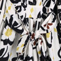 Xs-L Spring New Stylish Inelastic Flower Batch Printing Long Sleeves Lace-Up V-Neck Loose Casual Maxi Dress