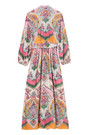 Xs-L Spring New Stylish Micro Elastic Flower Batch Printing Lace-Up Long Sleeves Casual Maxi Dress