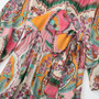 Xs-L Spring New Stylish Micro Elastic Flower Batch Printing Lace-Up Long Sleeves Casual Maxi Dress