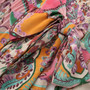 Xs-L Spring New Stylish Micro Elastic Flower Batch Printing Lace-Up Long Sleeves Casual Maxi Dress
