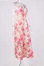 Xs-L Summer Flower Batch Printing Inelastic Padded Underwire Adjustable Straps Zip-Up Back Stylish Pastoral Style Midi Dress