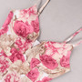 Xs-L Summer Flower Batch Printing Inelastic Padded Underwire Adjustable Straps Zip-Up Back Stylish Pastoral Style Midi Dress