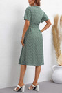 Xs-L Summer New Floral Batch Printing Inelastic Short Sleeves Single-Breasted With Belt Casual Midi Dress