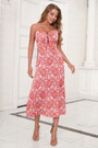 Xs-L Summer New Stylish Batch Printing Sling Inelastic Hollow High Slit Good Quality Zip-Up Backless Sexy Midi Dress