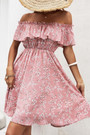 Xs-L Summer New Stylish Floral Batch Printing Stretch Off-The-Shoulder Ruffle Casual Mini Dress