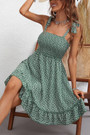 Xs-L Summer New Stylish Floral Batch Printing Stretch Sling Lace-Up Backless Casual Mini Dress