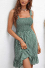 Xs-L Summer New Stylish Floral Batch Printing Stretch Sling Lace-Up Backless Casual Mini Dress