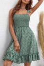 Xs-L Summer New Stylish Floral Batch Printing Stretch Sling Lace-Up Backless Casual Mini Dress