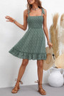 Xs-L Summer New Stylish Floral Batch Printing Stretch Sling Lace-Up Backless Casual Mini Dress
