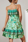 Xs-L Summer New Stylish Floral Printing Stretch Ruffle Sling Backless Casual Mini Dress