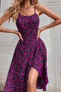 Xs-L Summer New Stylish Inelastic Floral Batch Printing Sling Backless Split Casual Midi Dress