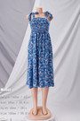 Xs-L Summer New Stylish Stretch Flower Batch Printing Sling Backless Lace-Up Casual Midi Dress