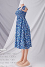 Xs-L Summer New Stylish Stretch Flower Batch Printing Sling Backless Lace-Up Casual Midi Dress