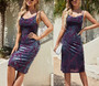 Xs-M Summer New Flower Batch Printing Micro-Elastic Backless Sling Sexy Midi Dress