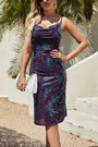 Xs-M Summer New Flower Batch Printing Micro-Elastic Backless Sling Sexy Midi Dress